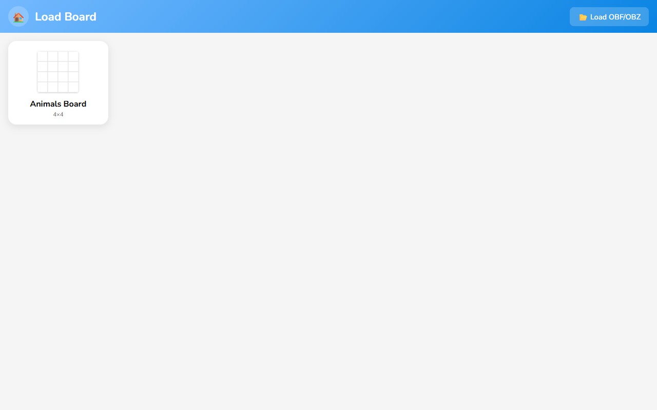 The Open Board screen showing saved board cards